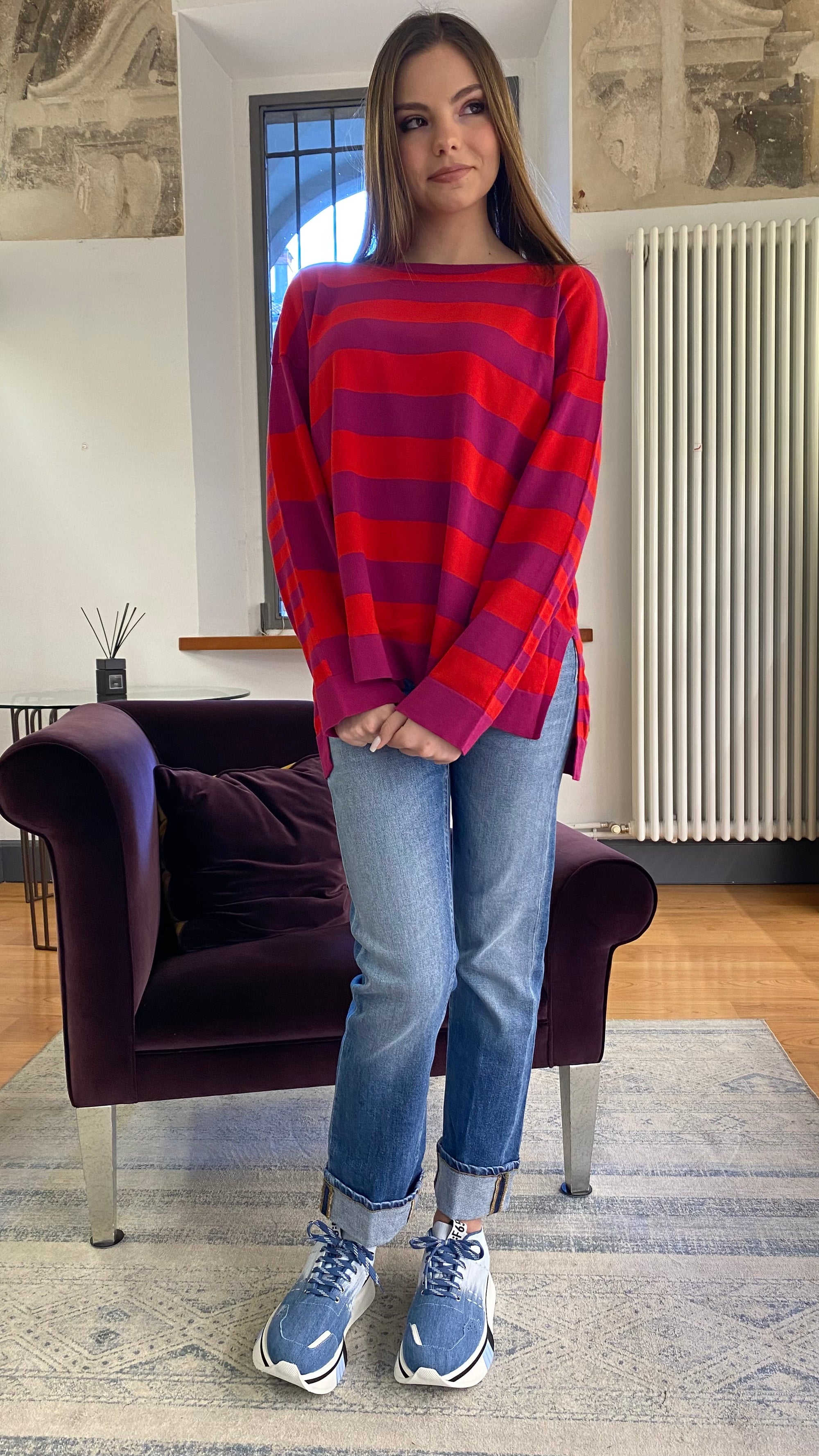 DONDUP MAGLIA OVER RIGATA