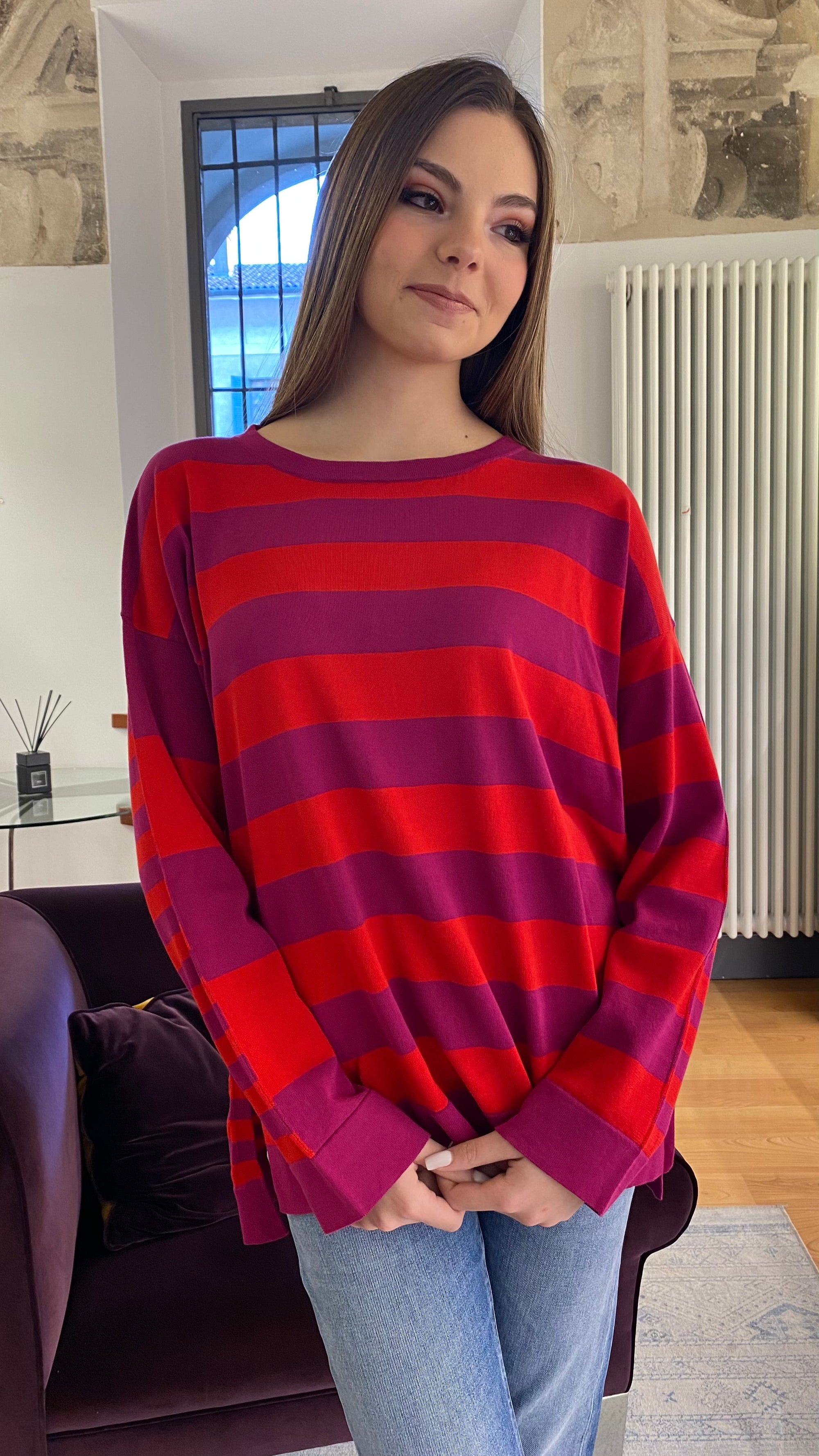 DONDUP MAGLIA OVER RIGATA