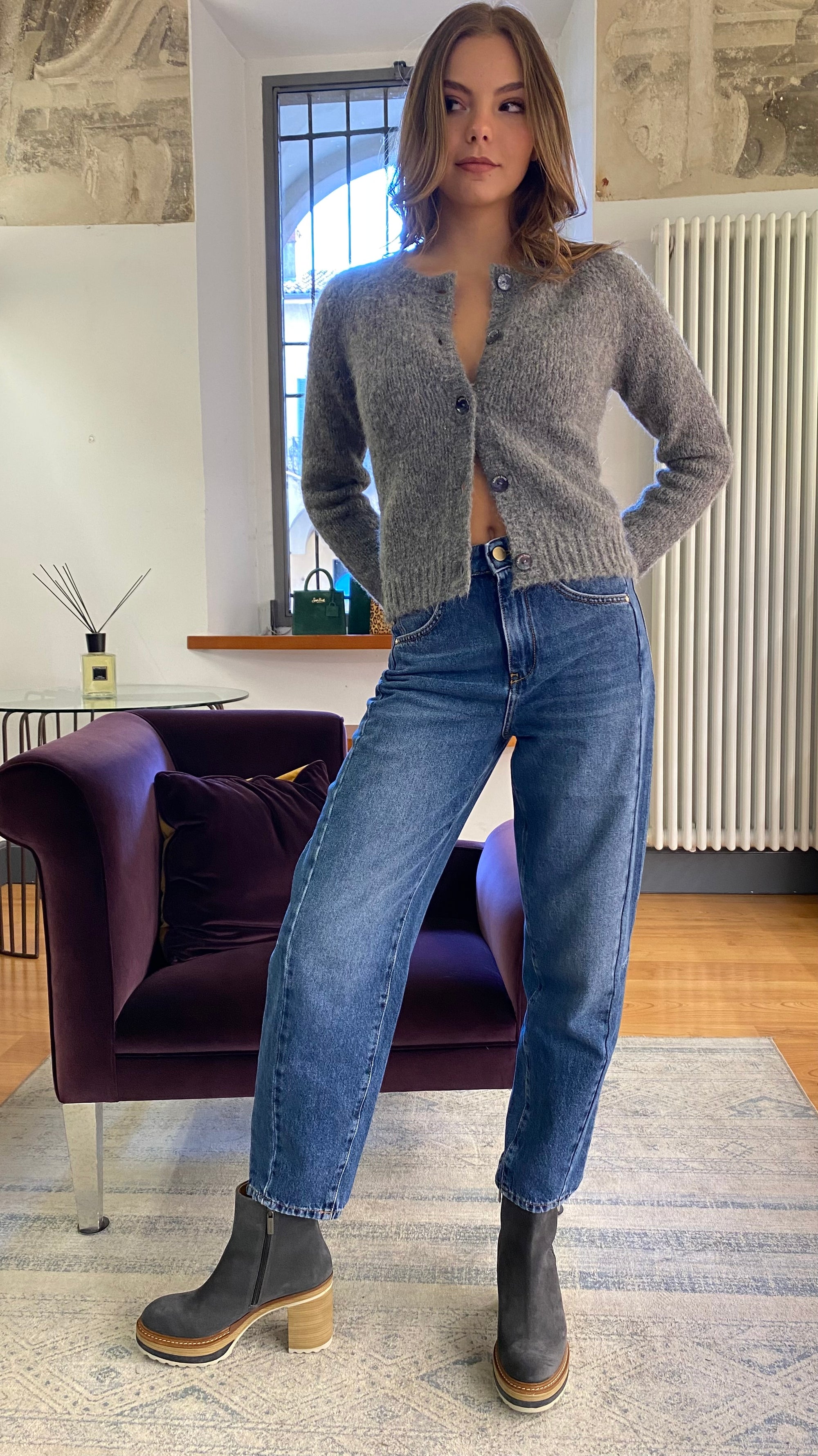 ALESSIA SANTI CARDIGAN CROP JACQUARD