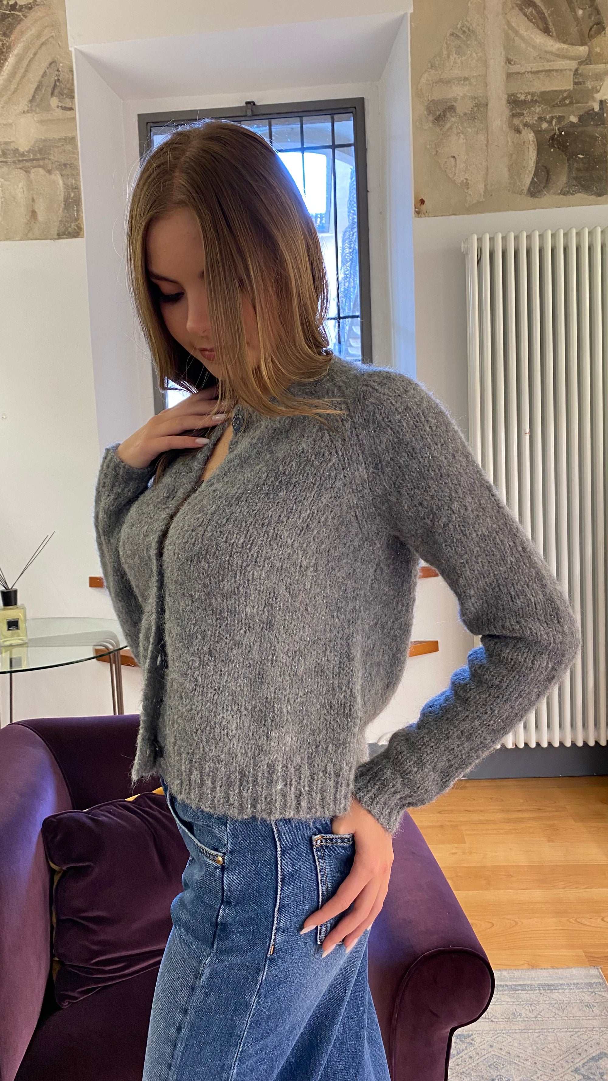 ALESSIA SANTI CARDIGAN CROP JACQUARD