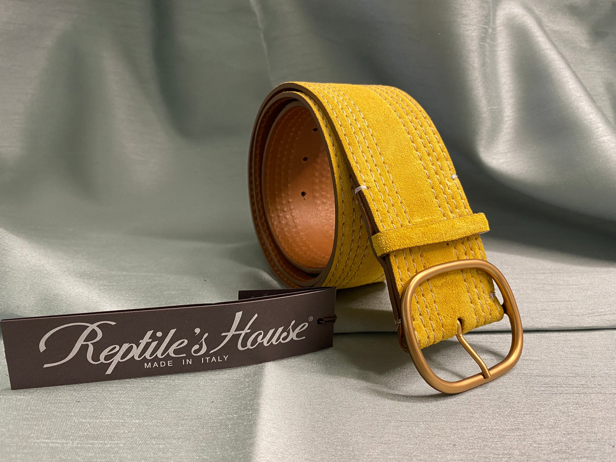REPTILE'S HOUSE YELLOW SUEDE BELT