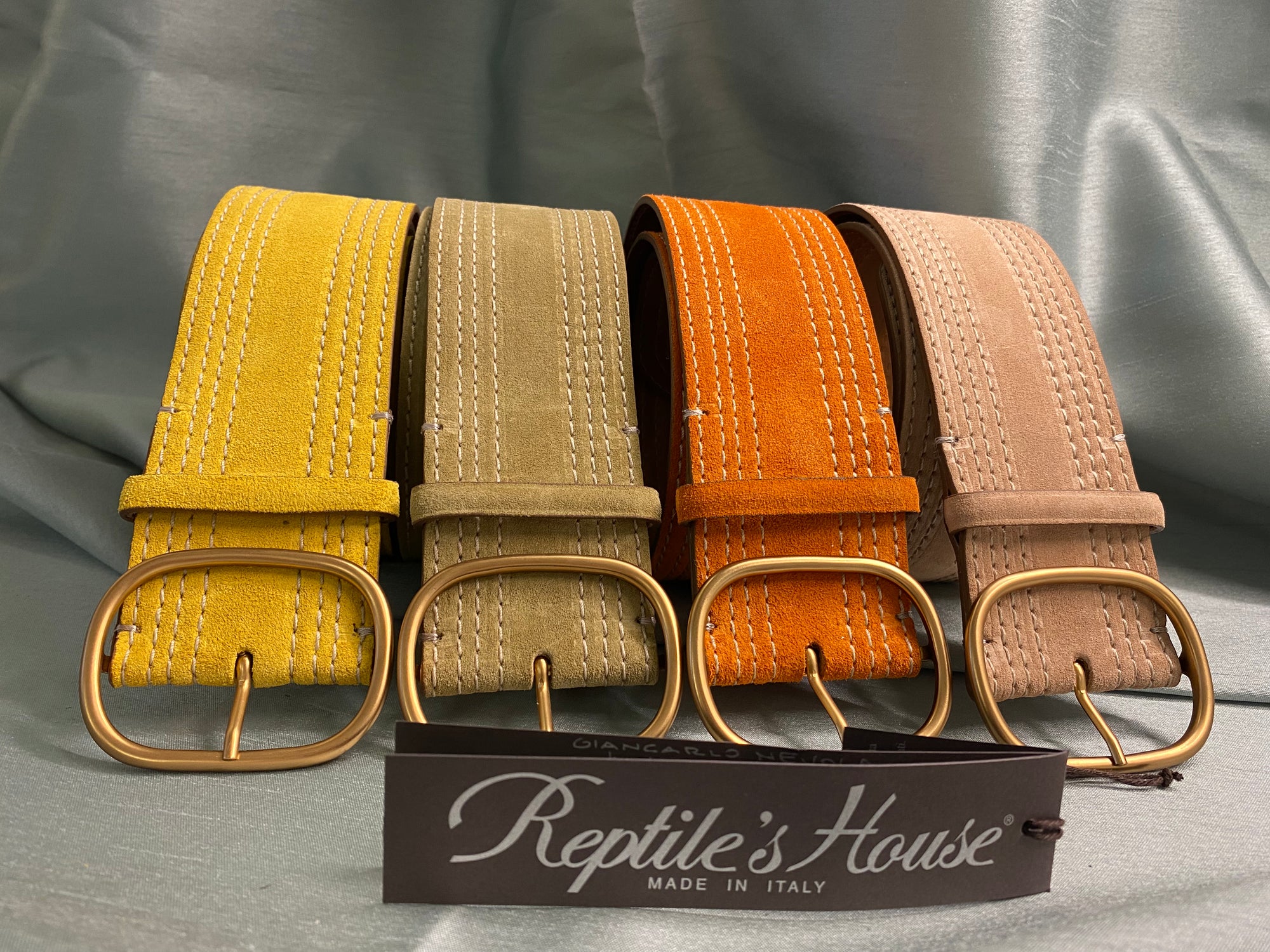 REPTILE'S HOUSE YELLOW SUEDE BELT