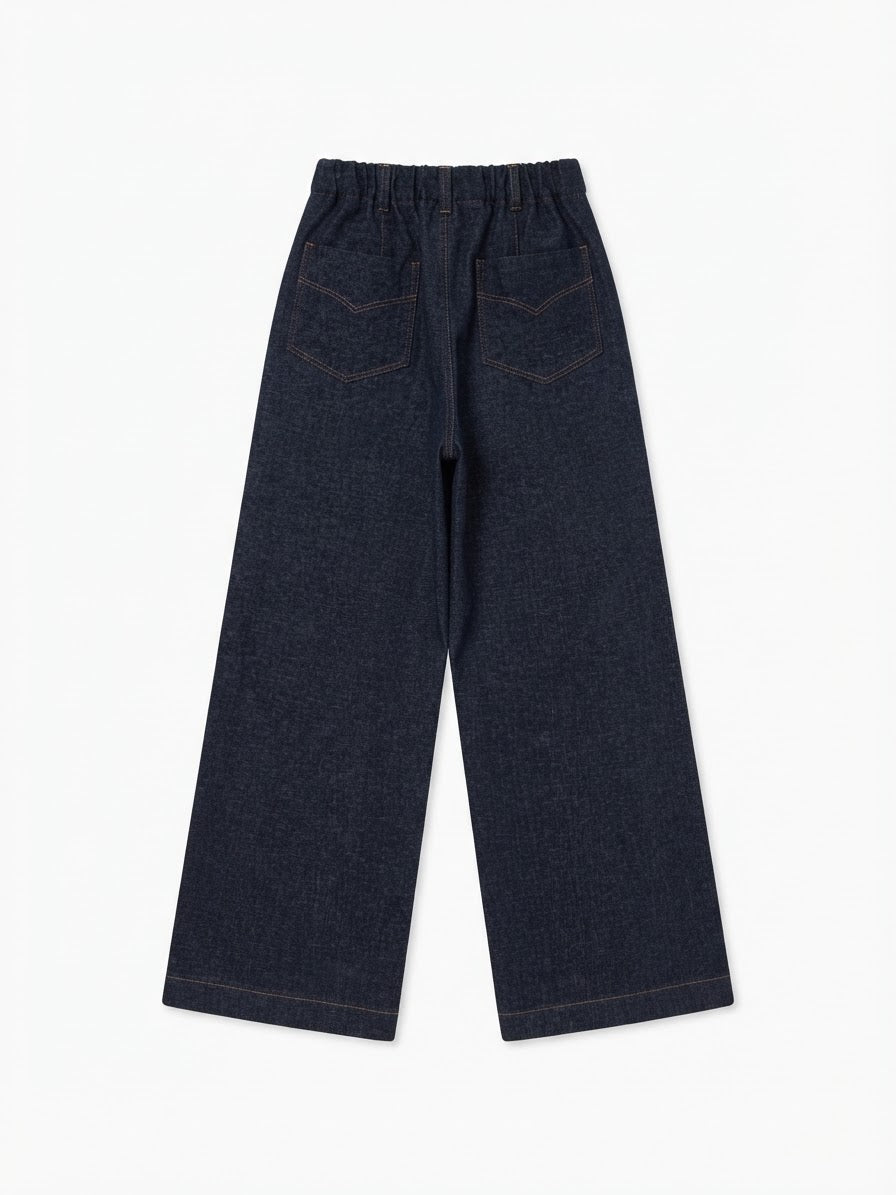 TADASHI PANTALONE PALAZZO VELLUTINO  EFFETTO DENIM