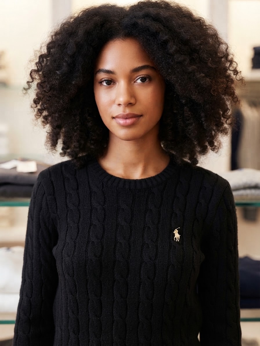 POLO RALPH LAUREN MAGLIA IN LANA A GIROCOLLO TRECCE