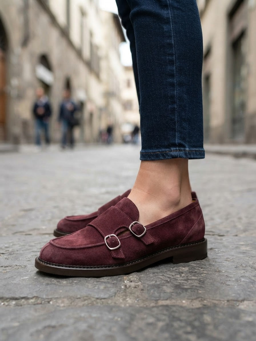 EPOQUE MOCASSINO DOPPIE FIBBIE IN CAMOSCIO