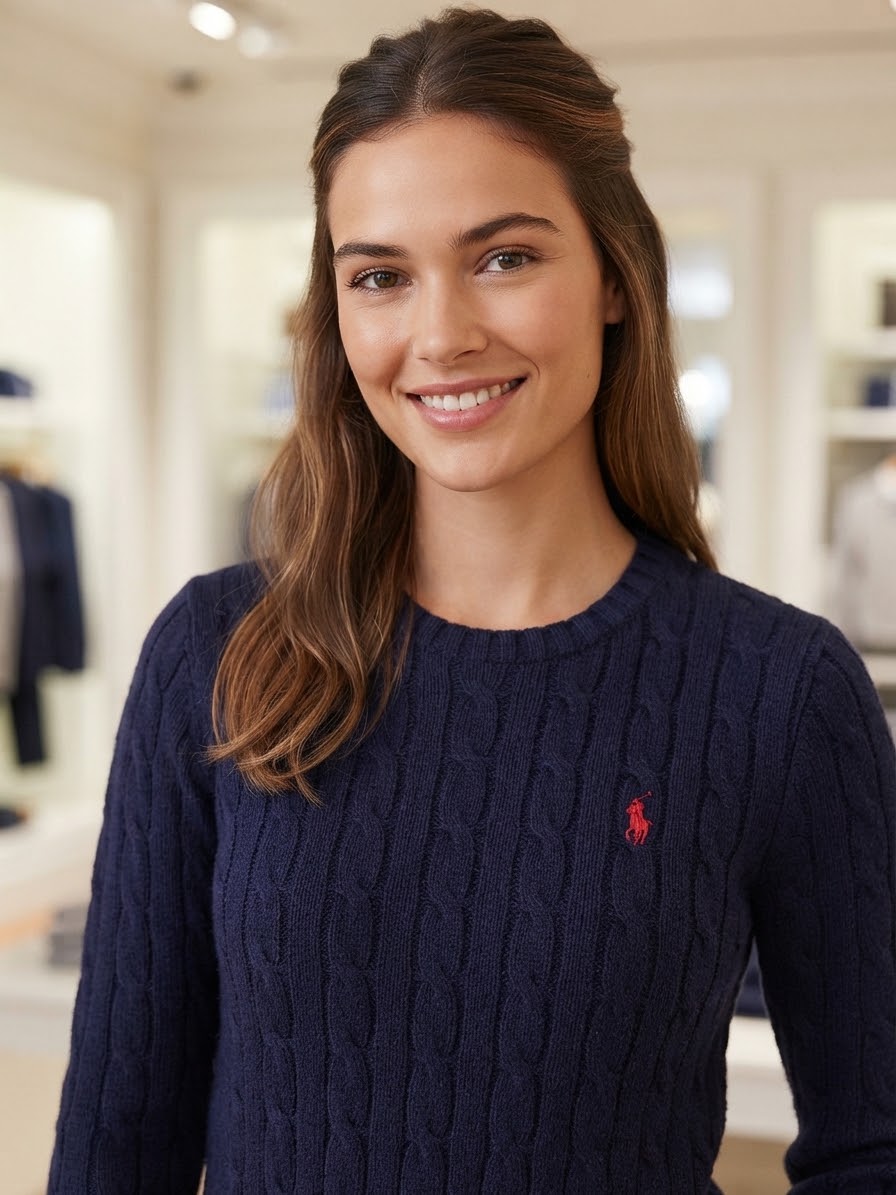 POLO RALPH LAUREN MAGLIA IN LANA A GIROCOLLO TRECCE