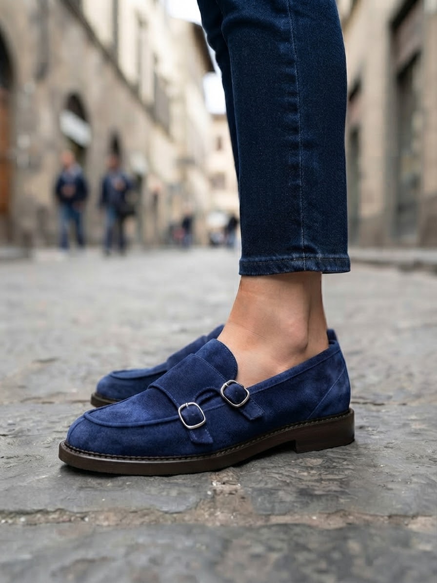 EPOQUE MOCASSINO DOPPIE FIBBIE IN CAMOSCIO