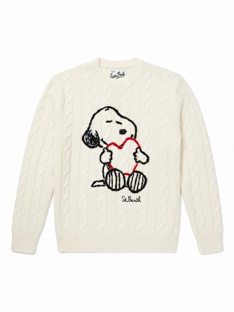 SAINT BARTH MAGLIA A  TRECCE TEMA SNOOPY