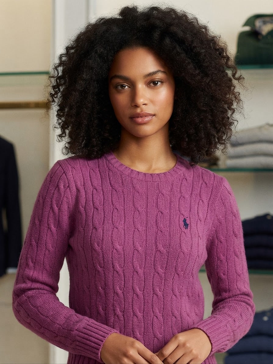 POLO RALPH LAUREN MAGLIA IN LANA A GIROCOLLO TRECCE
