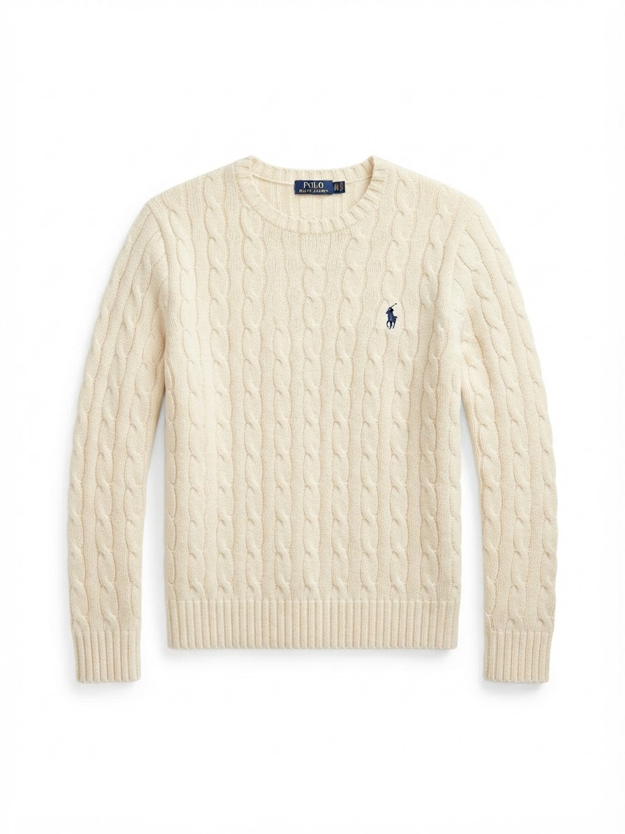POLO RALPH LAUREN MAGLIA IN LANA A GIROCOLLO TRECCE