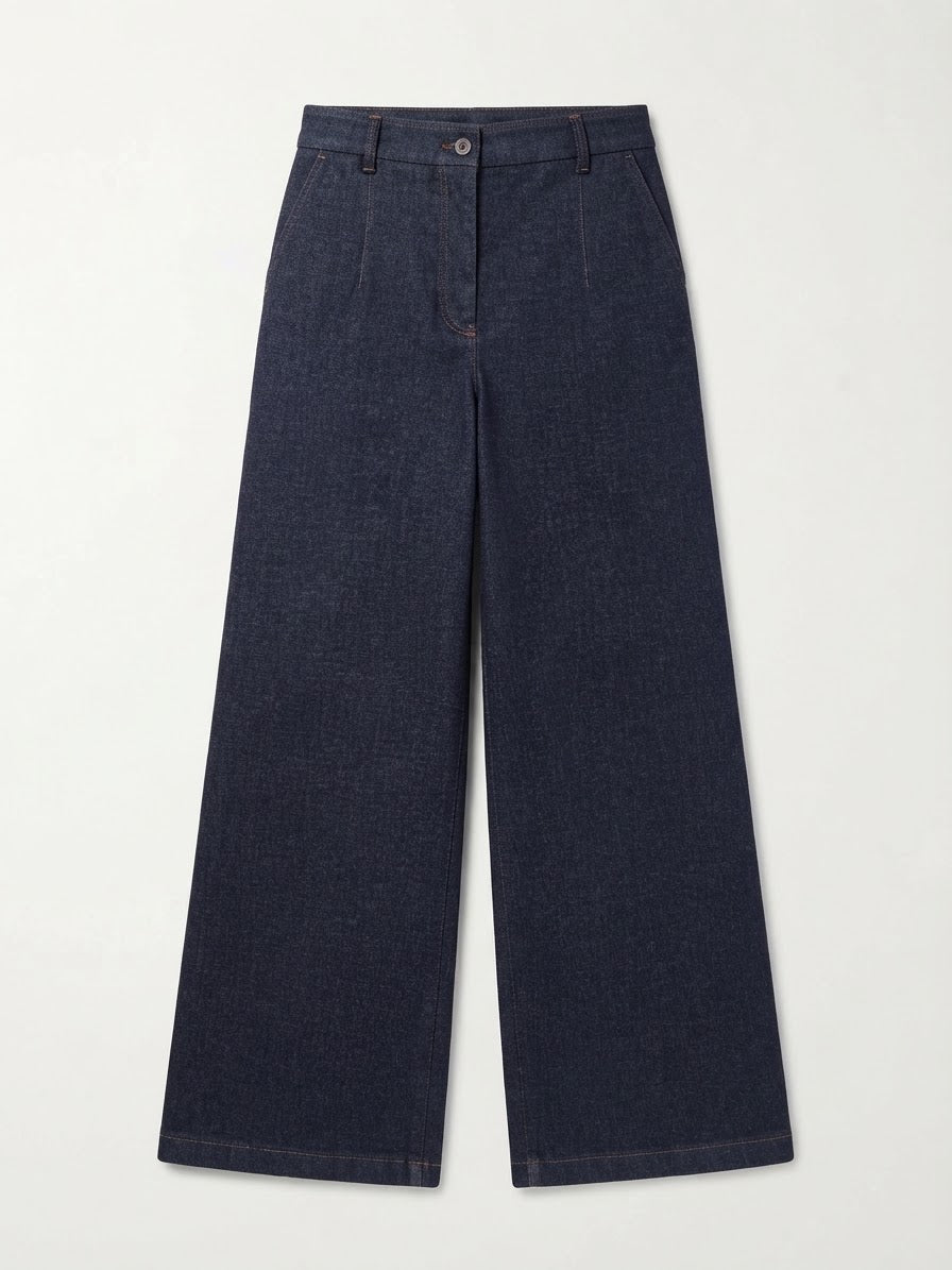 TADASHI PANTALONE PALAZZO VELLUTINO  EFFETTO DENIM