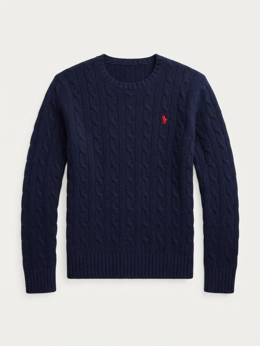 POLO RALPH LAUREN MAGLIA IN LANA A GIROCOLLO TRECCE