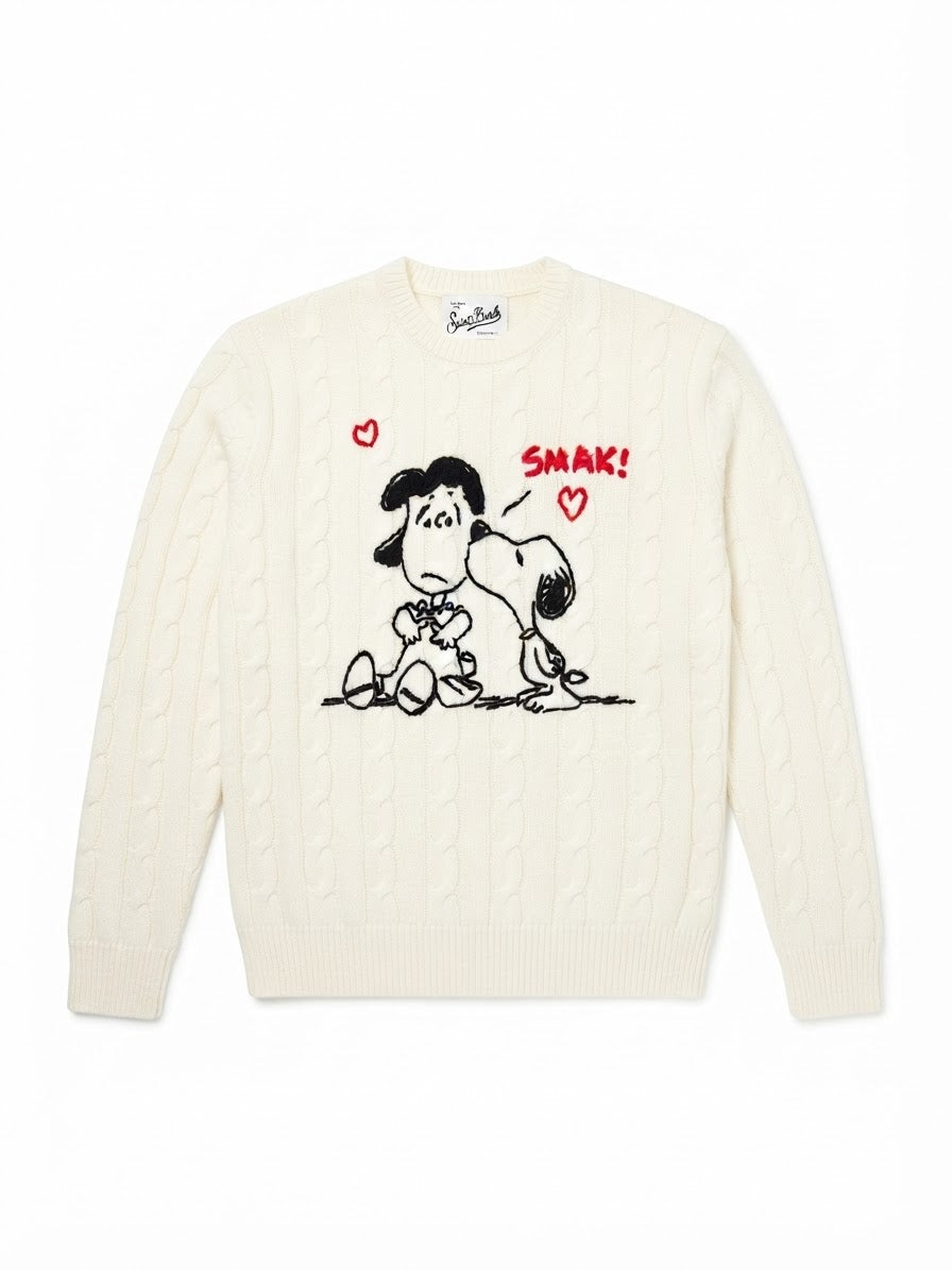 SAINT BARTH MAGLIA A  TRECCE TEMA SNOOPY