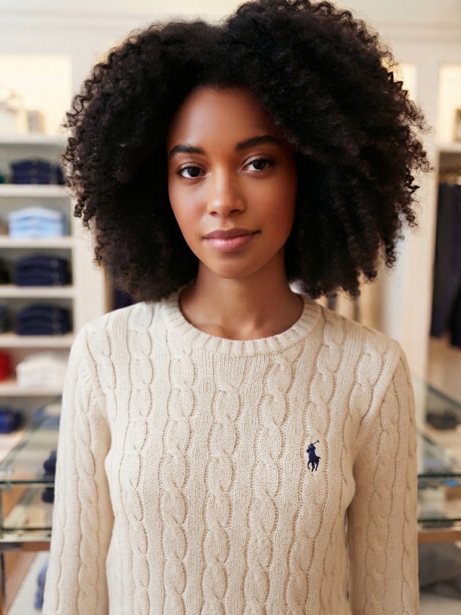 POLO RALPH LAUREN MAGLIA IN LANA A GIROCOLLO TRECCE
