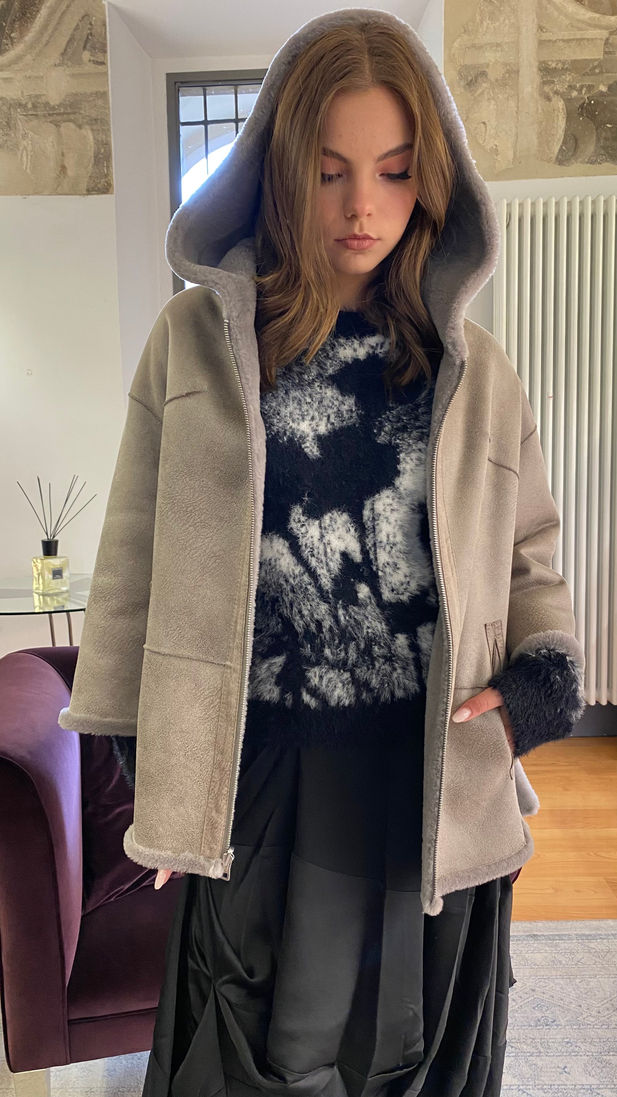 PCUBE WHITE GIACCONE REVERSIBILE